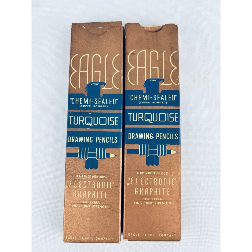 VINTAGE Eagle Turquoise Drawing Pencils HB & H - 17 Pencils, Made In U.S.A. Read